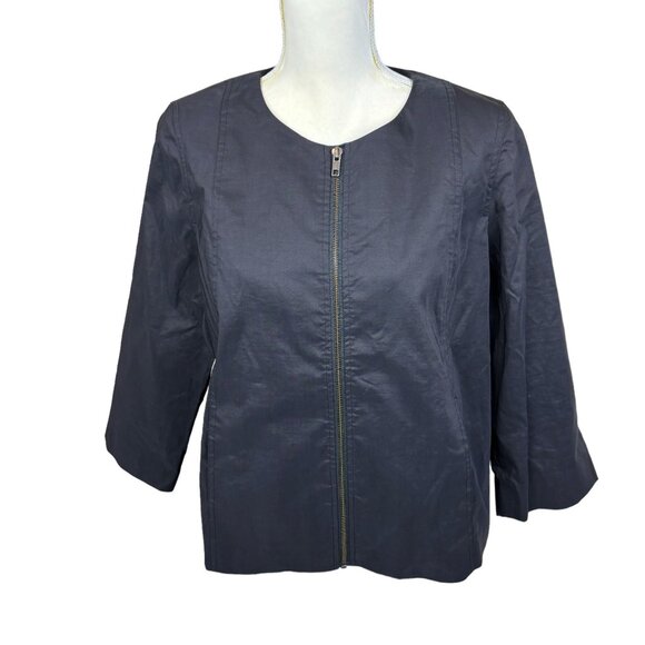 Eileen Fisher jacket/coat, size Medium, ramie, zipper, stretch, dressy, office - Picture 1 of 15